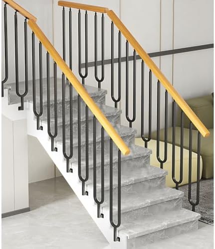 Adjustable Black Wrought Iron Stair Balusters Kit - 100 cm Indoor Spindles for Deck, Balcony & Stairs - Stylish Handrail Solution for Safety & Modern Home Decor