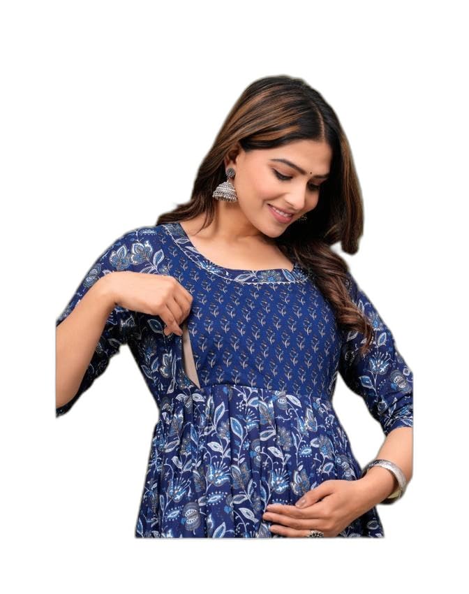 SIDHI VINAYAK Creation Women's Floral Printed Pure Cotton Printed Maternity Kurtis/Gown|Style -505 Women's Maternity Kurtas-image-34