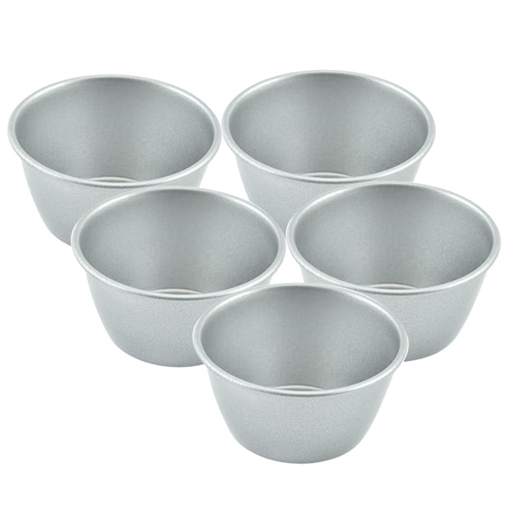 QIUYIDP 10 Pieces Individual Flan Molds Egg Tart Molds Pudding Cups Mini Chocolate Molten Pans Carbon Steel Cupcake Cake Cookie Round Nonstick Popove