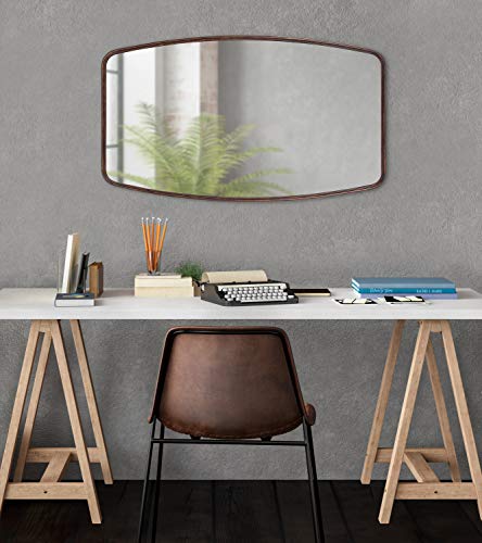 Image of Kate and Laurel Caskill Modern Barrel Mirror, 20 x 32, Bronze, Rounded Rectangle Mirror for Wall