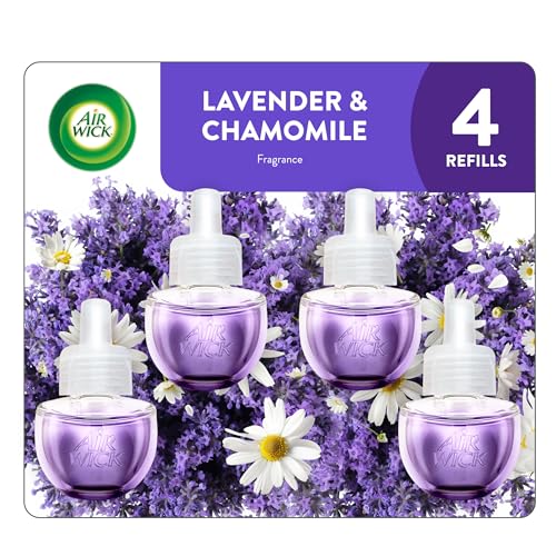 Air Wick Plug-In Scented Oil Refills 4 Count Lavender and Chamomile Air Freshener Essential Oils Eco Friendly