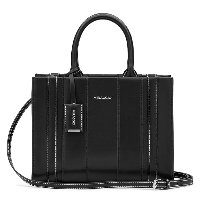 Image of Miraggio Glenn Satchel Bag for Women | Stylish Handbag for Women For Office & Everyday Use Adjustable & Detachable Sling Strap- Black