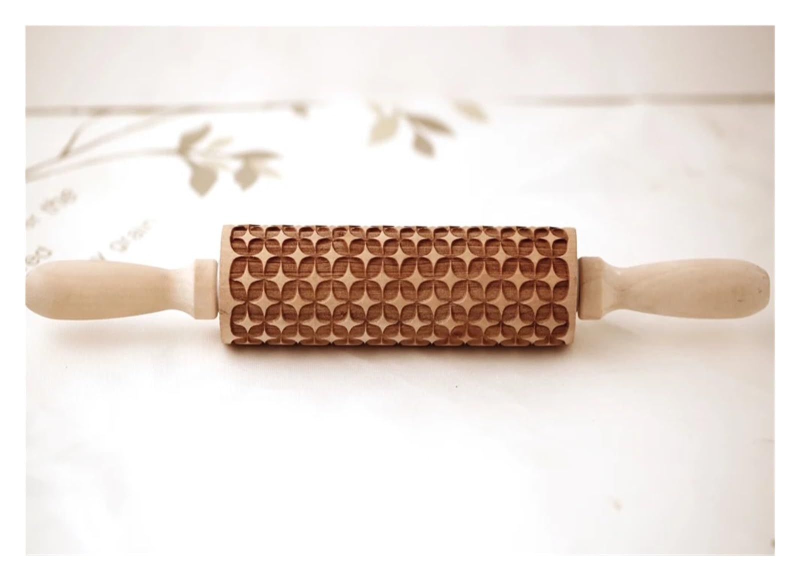Rodillo de Madera con Grabado Profundo for Hornear, 35 x 4,5 cm, con Forma de Galletas en Relieve, Monedas Antiguas, 3D para Cocina, Pastelería
