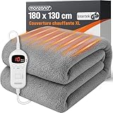 Monzana® Couverture chauffante 180x130cm 2 Places 120W 10 Niveaux de Chauffage minuteur Protection Anti-surchauffe surmatelas Chauffant électrique