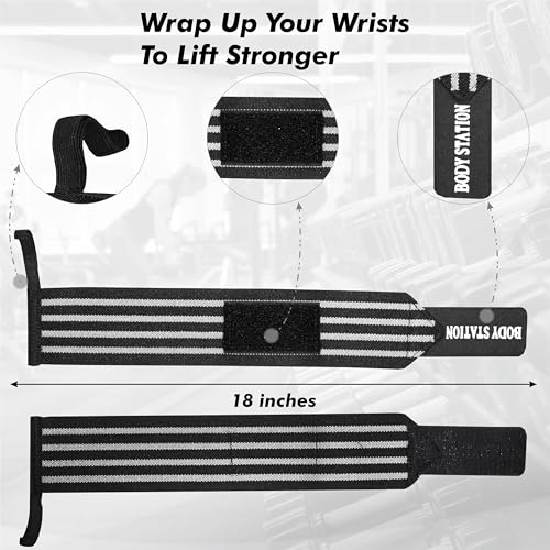 Image of Pro Weightlifting Wrist Wraps with Thumb Loop | Adjustable Gym Wrist Support for Men & Women - Powerlifting, Crossfit, Strength Training & Pain Relief