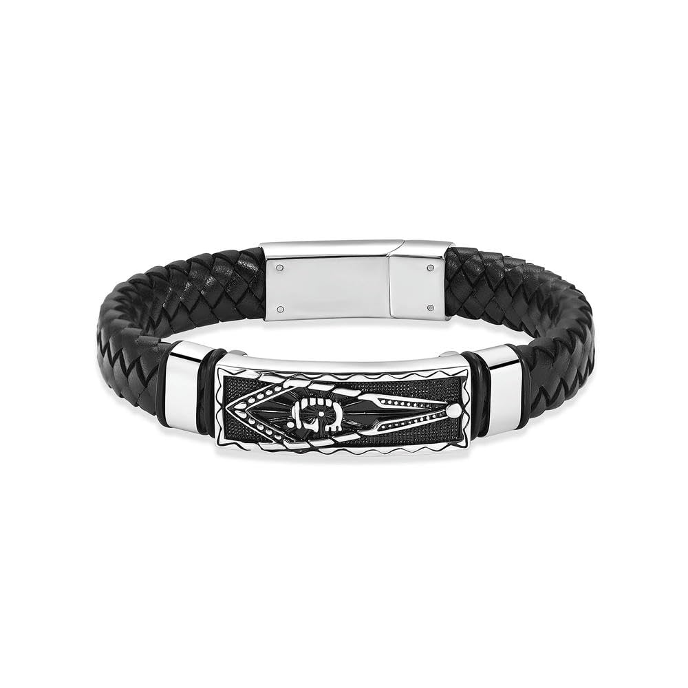 Biaihqie Men's Silver Cremation Jewelry Urn Bracelet For Ashes For Memorial Braided Masonic Urn Bangle Keepsake Jewelry-22Cm
