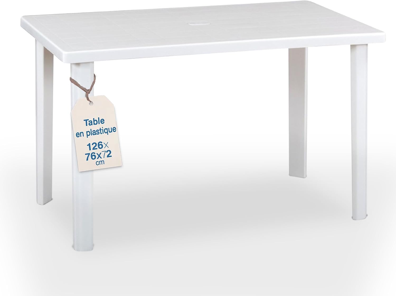 Tomaino Table de Jardin Exterieur avec Trou Parasol Plastique 126x76x72 cm