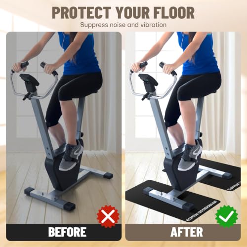 Image of Under Desk Elliptical Mat - Non-Slip Exercise Equipment for Peloton Bike, Small Exercise Mat for Desk Workout Equipment