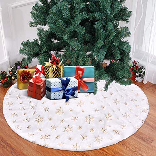 Tyhbelle Christmas tree cover, diameter approx. 122 cm Christmas tree decoration. Gold Snowflake 90 cm