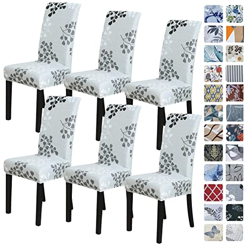 Image of SPRINGRICO Chair Covers for Dining Room 6 Pack, Stretch Dining Chair Cover, Washable Spandex Kitchen Parsons Chair Slipcovers, Removable Seat Protector for Home or Party ( Set of 6, Byron Palm)