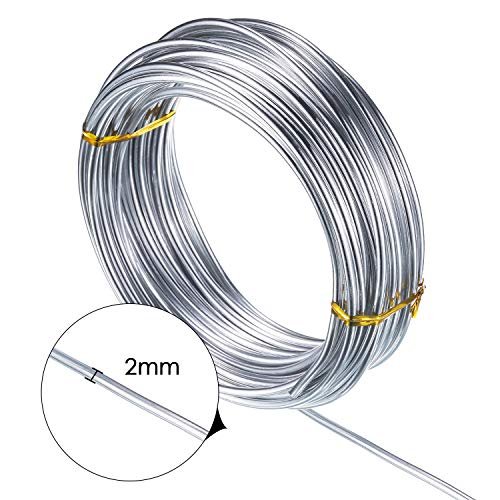 Image of TecUnite Aluminum Craft Wire for Sculpting Armature Bendable Craft Wire for DIY Jewelry Making (1 Roll,Silver,10 M x 2 mm)