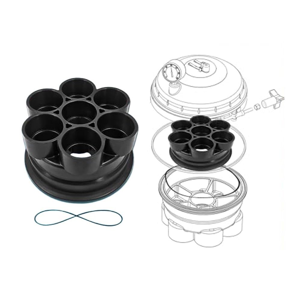Base valvola a 6 vie da 2" compatibile con piscine Paramount, nero per parte di ricambio 005-302-4032-03, collettore di distribuzione dell'acqua facile da installare