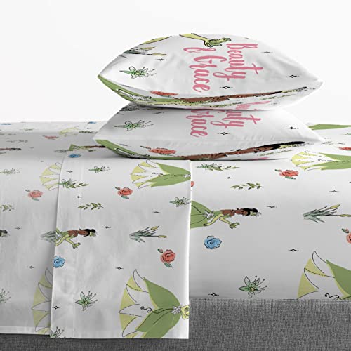 Image of Disney Princess Tiana Full Comforter Set 7 Piece Kids Bedding, Pink | Bed in a Bag, Comforter Sheets Shams Pillowcases, Soft Microfiber, Machine Washable, Girls Gift