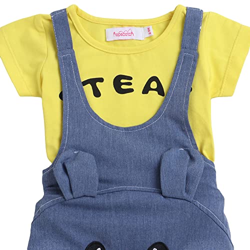 Image of Hopscotch Girl's Cotton Printed Dungaree