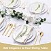 Supernal 180 pieces Gold Plastic Silverware, Disposable Plastic Utensils Heavy Duty, Gold Disposable Silverware Sets Include 60 Knives, 60 Forks and 60 Spoons, Suitable for Party, Birthday, Wedding