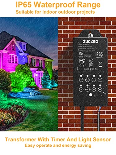 Zuckeo 5W Rgb Landscape Lighting Color Changing Low Voltage Landscape Lights With Timer Transformer & Connector, 12V 24V Waterproof Outdoor Led Colored Spotlight Path Light For Yard Garden(12Pack) #TOP4