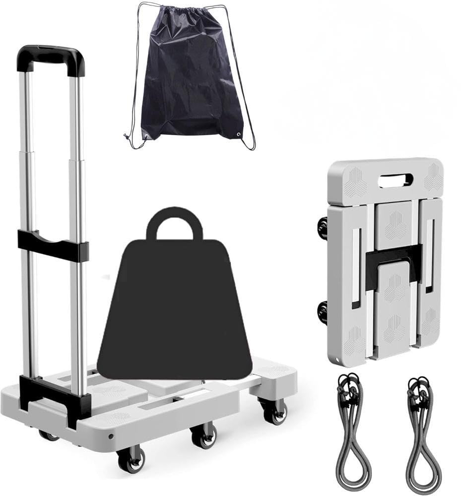 Diable pliable à 6 roues charge 226kg chariot transport gris