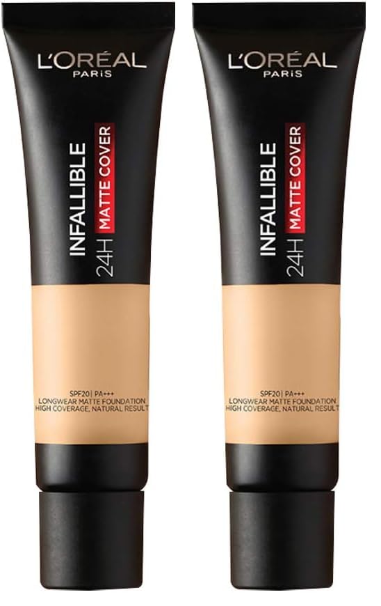 Image of L'Oreal Paris Liquid Foundation, Waterproof, Sweatproof And Heatproof, Oil-Control, Infallible 24H Matte Cover, 110 Rose Vanilla, 35 Ml (Pack of 2)