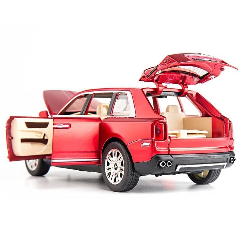 Image of Kids Model 1:24 RR Cullinan Die Cast Metal Car Pull Back Action Opening Doors with Realistic Engine Sound Lights Toy Car Gift for Boys - Red