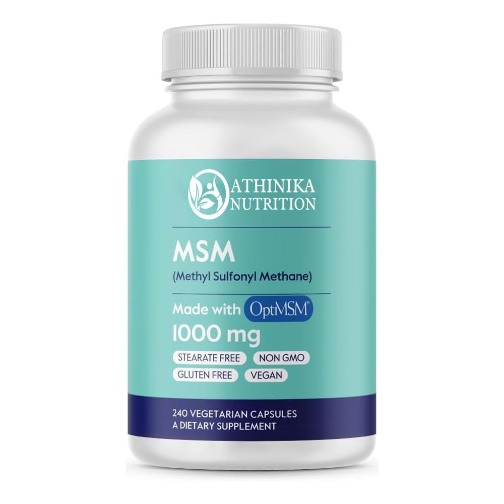 MSM 1000mg Made with OptiMSM (240 Capsules) - No Stearates - GMO Free - Gluten Free - Joint Support
