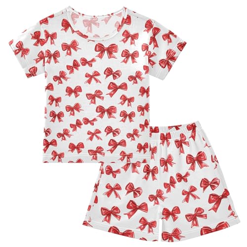 Red Bows Pajama Set Pajamas Sleepwear Nightwear Loungewear Clothes Set B04051443