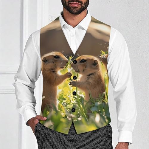 A Group of Prairie Dogs Novelty Men's Suit Vest Casual Formal Dress Vests Business Waistcoat2
