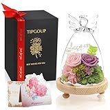 プリザーブドフラワー 誕生日プレゼント 女性 大サイズエンジェルのガラスドーム 枯れない花 バラ 紫 花 ギフト 人気 還暦祝い 敬老の日 退職祝い 母の日 ホワイトデー 2輪薔薇 お悔やみ 古希祝い 77歳 70歳 お供え 記念日 ボックス付き