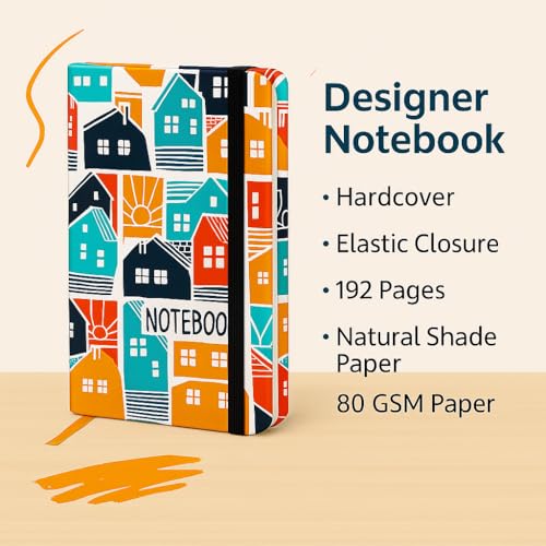 Image of COI A5 Trendy Pattern Journal - 5.5x8.5 in Unlined Notebook with 192 Premium 80 GSM Pages, Elastic Band & Two Ribbon Bookmarks for Daily Planning & Sketching