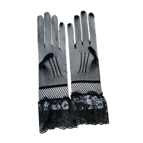 Women Short Lace Gloves Formal Wedding Vintage Fishnet for Costume Prom Cutout Accessories Tea Party Dinner