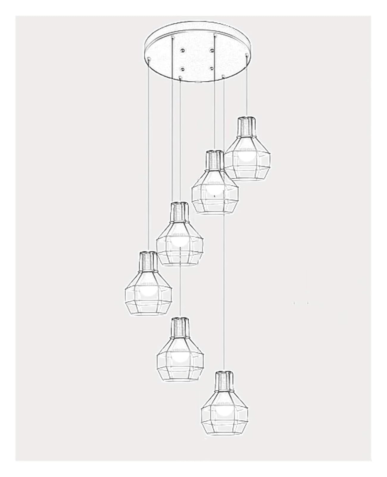 Lustre rétro chic à 5 lumières pour la verrière d'un bel immeuble