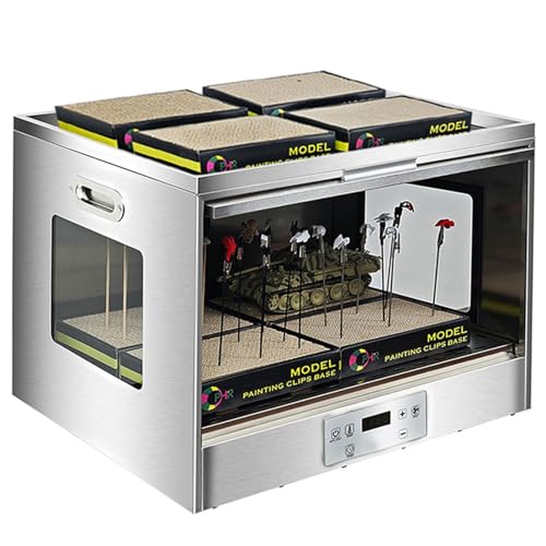 Cabina de pulverización de aerógrafo para pintura de modelos, ajustable de 20 °C a 50 °C, temporizador de 0,5 a 24 horas, ventilación de olores integrada, ideal para almacenamiento de manualidades