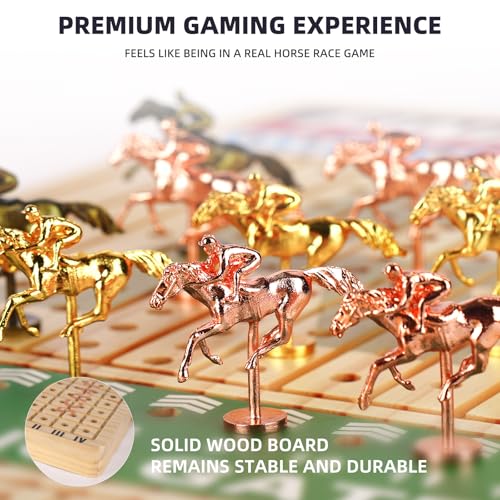 Juego de mesa grande de carreras de caballos de madera miniatura 4