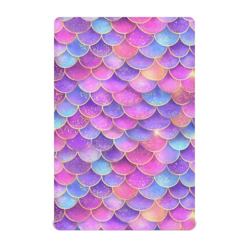 Image of Magical Galaxy Mermaid Scale Crib Sheets Soft Breathable Fitted Baby Crib Sheets Mattress Cover for Girls Boys, 52 inch x 28 inch x 9 inch