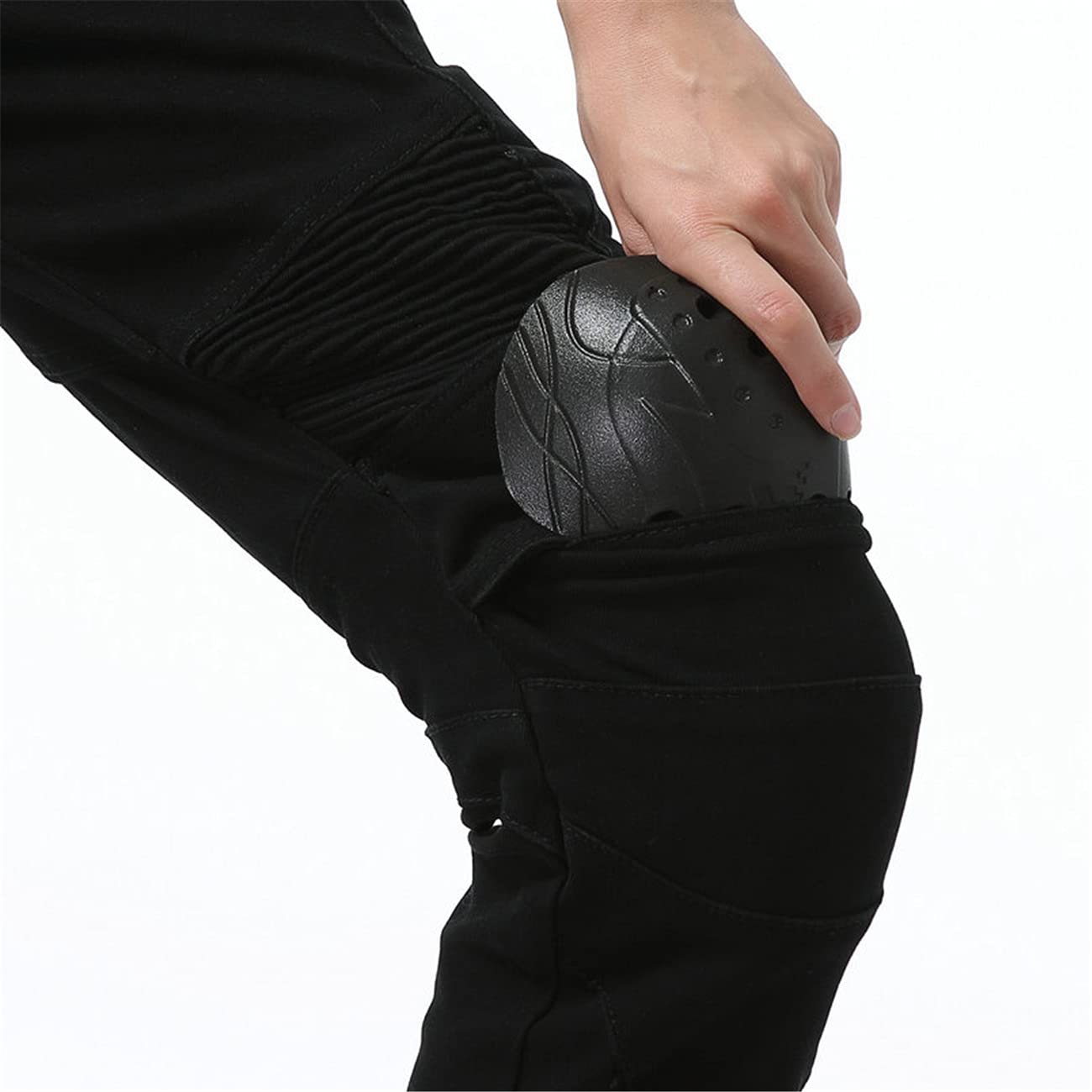 Donna Pantaloni Da Moto Jeans Stretch Multitasche Protettivi Denim Moto Pantaloni Anticaduta Biker Motociclista Pantalone Con 2 Protezioni Ginocchia E 2 Protettori Anca (Black,XXS)