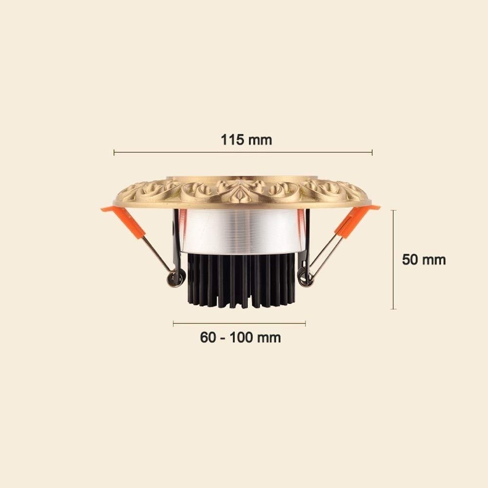 Oświetlenie sufitowe LED 3w5w7w9w do domu salonu korytarza i kuchni. Nieściemnialne oświetlenie sufitowe LED wpuszczane w sufit luksusowe.,Brązowo-ciepły biały_5w