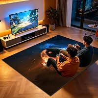 LzreXnvoFxg Gaming Teppich Waschbarer, 3D Teppich Jugendzimmer Jungen, Gamer-Teppiche für Schlafzimmer E-Sport Teppich für Spielzimmer rutschfest Gaming Stuhlmatte für Gaming Zimmer Deko 90 x 100 cm – Ansicht 2