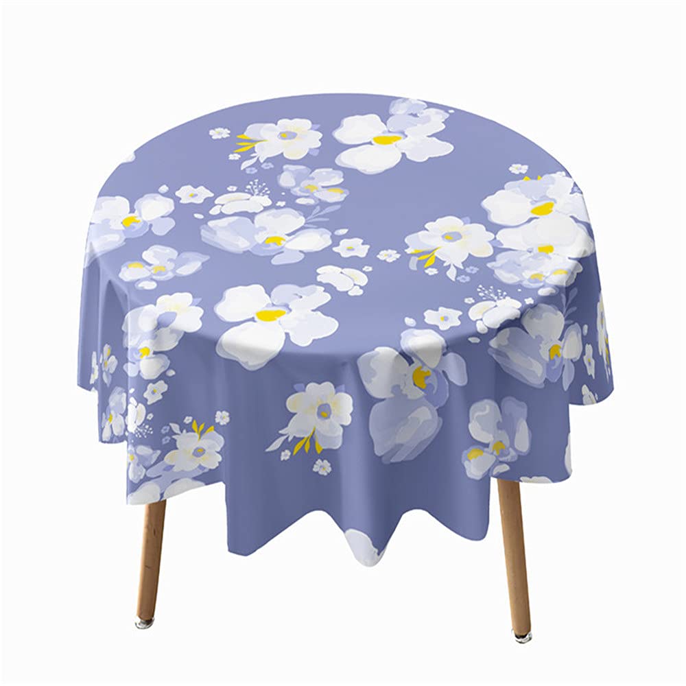 Highdi Light Purple Round Tablecloth Waterproof Dust-Proof Circular 3D Print Polyester Table Cover Wipe Clean, For Dinner Kitchen Holiday Bistro Garden Outdoors (,Diameter 100Cm)