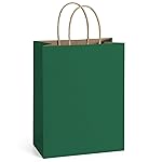 BagDream Forest Green Gift Bags with Handles Bulk 8x4.25x10.5 Inch 100Pcs Medium Kraft Paper Bags for Christmas, Thanksgiving, Craft, Party Favors, Retail, Grocery, Recyclable Paper Sacks