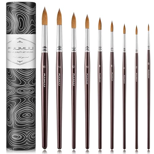 Sable Watercolor Brushes 9pcs Professional...