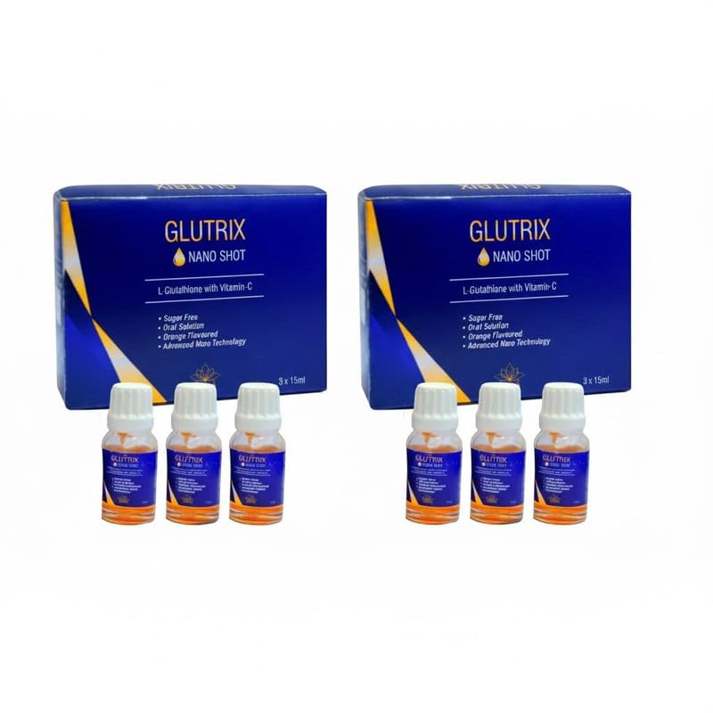 Buy GLUTRIX Nano Shot | L-Glutathione 500mg + Vitamin C | 15 ml x 6 Bottles | Orange Flavor | Fast-Absorbing Nano Shot for Skin Brightening,| Help In Skin Cell Repair and Buy GLUTRIX Nano Shot | L-Glutathione 500mg + Vitamin C | 15 ml x 6 Bottles | Orange Flavor | Fast-Absorbing Nano Shot for Skin Brightening,| Help In Skin Cell Repair and