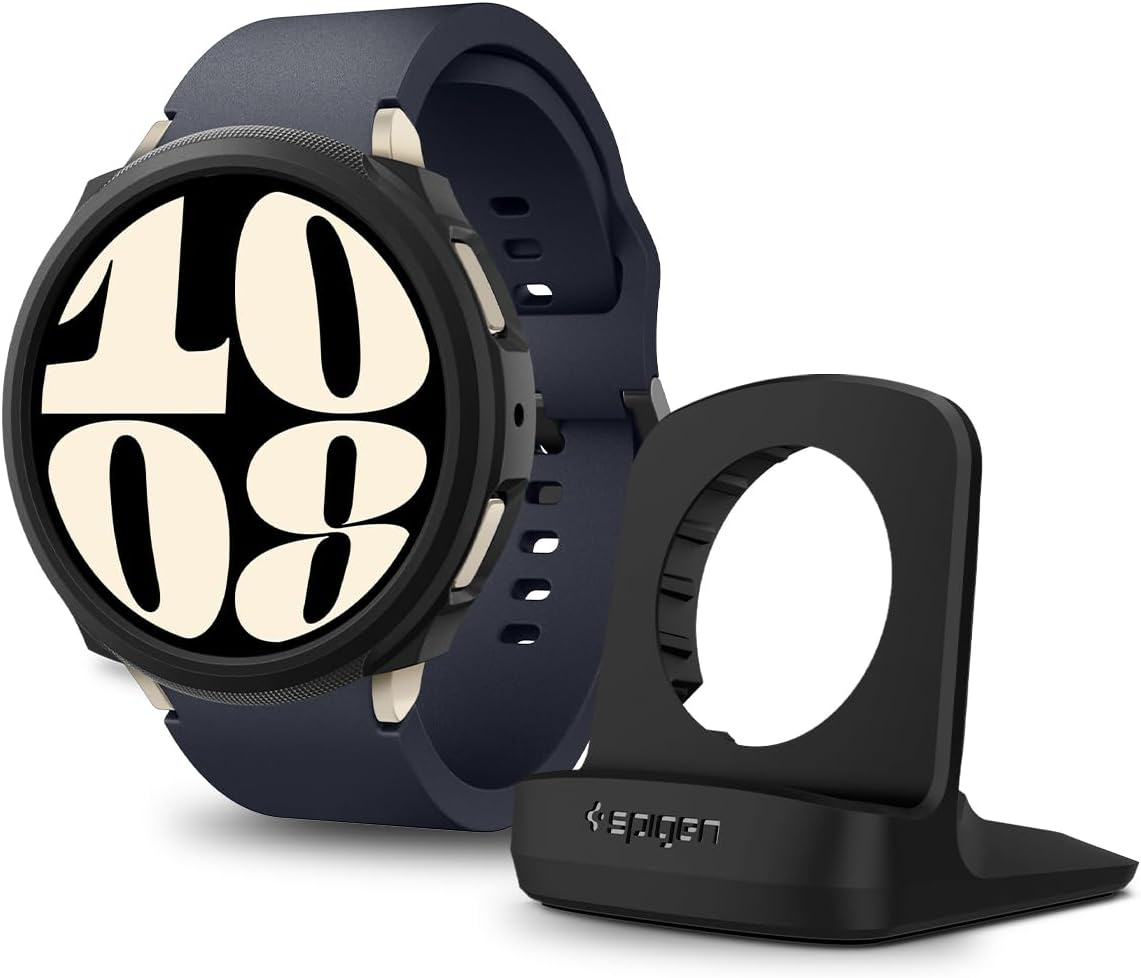 Spigen Liquid Air Case and S353 Charger Stand Designed for Samsung Galaxy Watch 6 40mm - Black