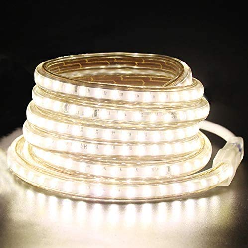 XUNATA 3M LED Streifen,AC 220V 230V IP67 imprägniern 3014 SMD 120leds / m Warmweiß,Flexibles LED Band mit Netzstecker für Küche Stairway Home Auto Bar Weihnachten Party (Warmweiß, 3M)