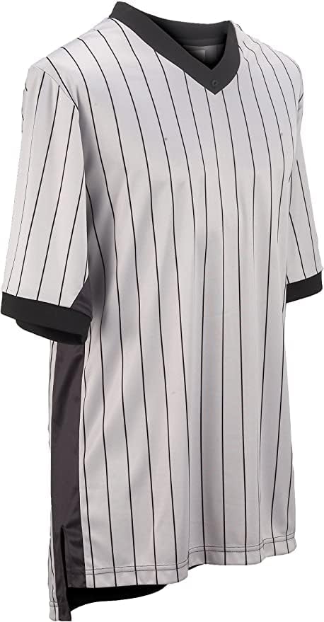 Smitty | BKS-206 | Gray w/Black Pinstripes Referee Shirt | Elite Performance Interlock | Wrestling Basketball Official