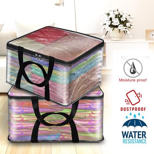 Image of Storite Pack of 2 PVC Transparent Storage Bag for Saree Covers,Clothes, Lehenga, Blankets, Bedsheets, Toys, Docs|Wardrobe Organizer|Clear Storage Box Bag - (Transparent, 41x31x23 cm)