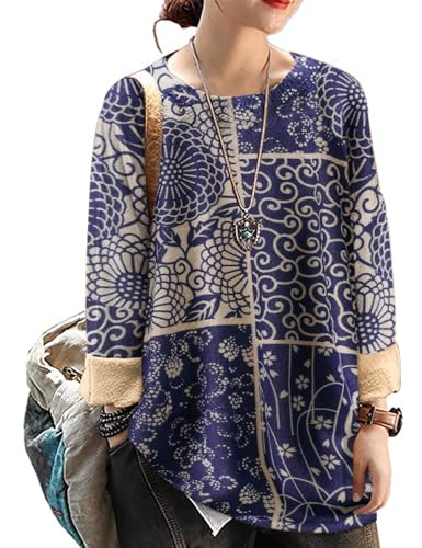 Image of YESNO Women Christmas Sweater Graphic Printed Oversized Pullover Sweaters Casual Loose Knit Tops S01