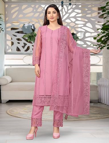 Image of Women Net, Cotton Rayon Kurta Pant with Dupatta Set (VVS1003-1)