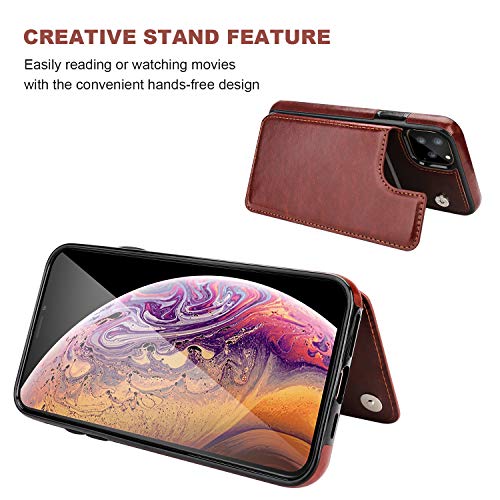 Capa carteira para iPhone 11 Pro com suporte para cartão, OT ONETOP couro PU com suporte para cartão