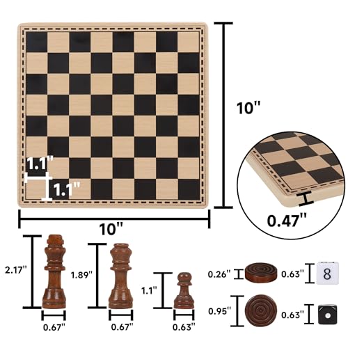 Juego 3 en 1 portátil de Ajedrez, Damas y Backgammon 10" miniatura 2