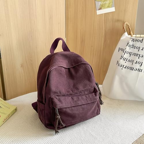 MaxxCloud Canvas Daypack Backpack, Multi-Color, Casual Style with Pockets (Red)2