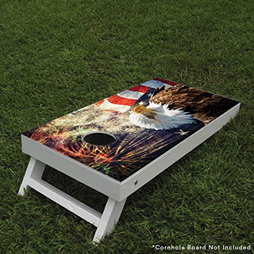 Pixelverse Design Cornhole Board Skin Wrap Decal - Vinyl Tournament Corn Hole Bean Bag Toss Sticker - Weather Resistant Usa Flag Board Game - For Children Adults Colleges Festivals & Bars - 24.5X48.5 #TOP4
